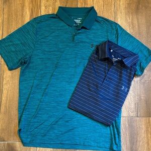 Under Armour Men’s Teal & Navy Striped Performance Polo Set